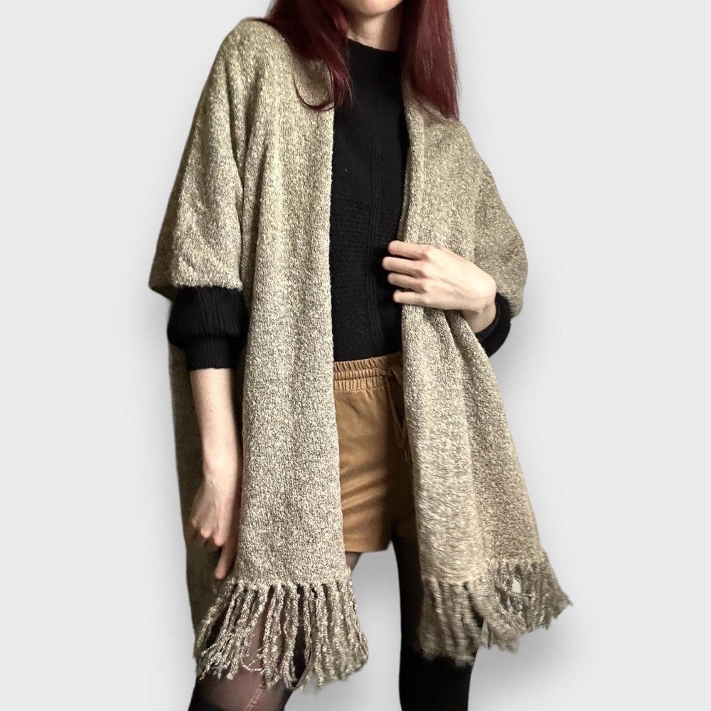 Tan Fringed Sweater Cardigan - Size M